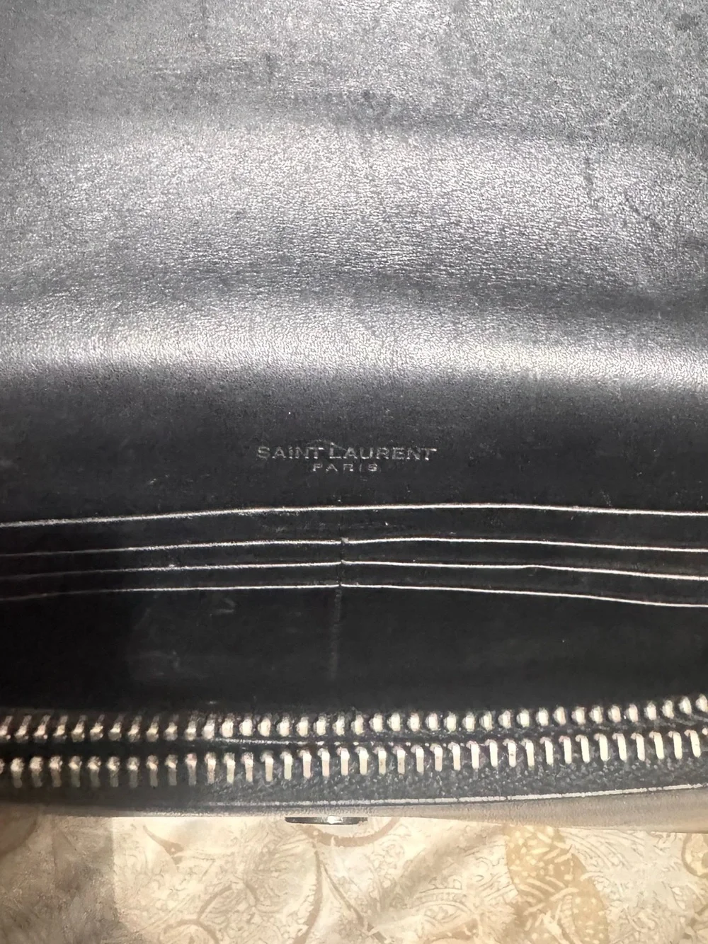 Yves Saint Laurent Black Leather Crossbody with Gold YSL Logo